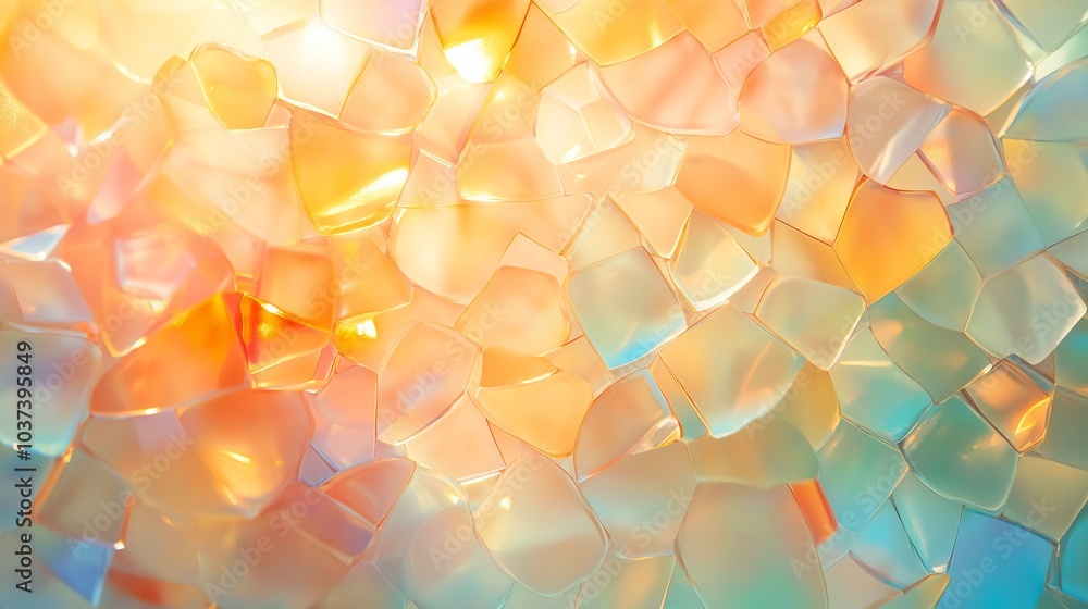 Poster abstract attractive background consisting of pieces of multicolored glass and rays of light. pleasan
