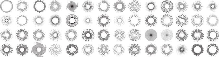 spiral lines, twisted burst, vortex, swirling line or rotating circle collection