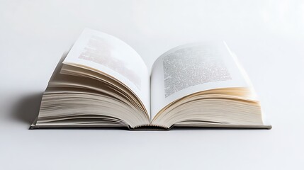 Fototapeta premium Large coffee table book lying open to a page with bright photography, isolated on a white background