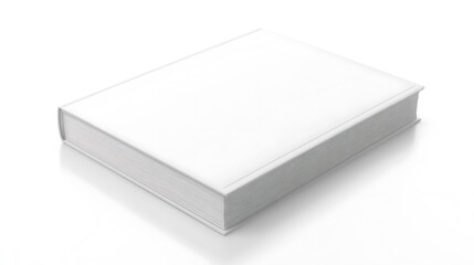 Thick novel with a blank white cover, isolated on a white background