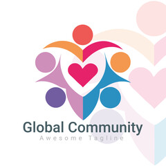 Global Community Logo Icon Elements Template. Community human Logo template vector.