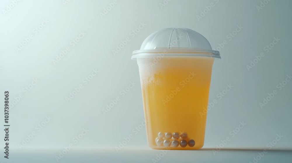 Poster Refreshing Drink in Transparent Cup with Foam