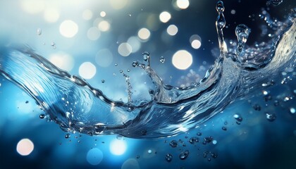 water splashing with droplets and bokeh effect