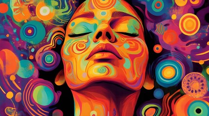 Abstract Colorful Portrait with Geometric Shapes
