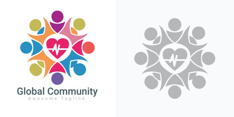 Global Community Logo Icon Elements Template. Community human Logo template vector.