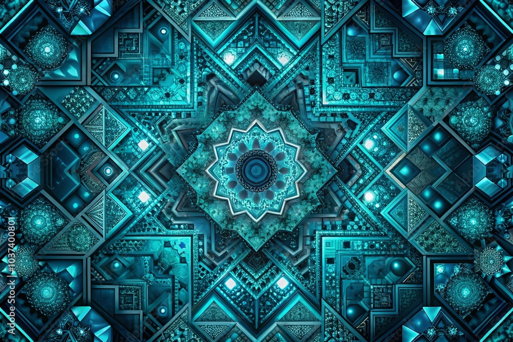 Poster textured abstract background with geometric shapes in deep teal for modern digital projects