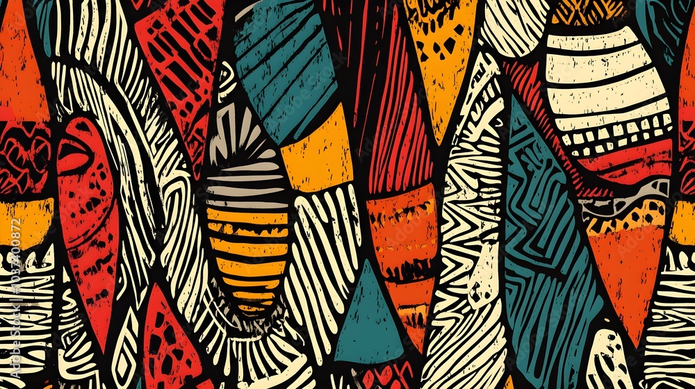 Poster abstract geometric pattern with colorful shapes and stripes