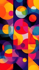 Abstract Geometric Pattern with Colorful Circles and Shapes