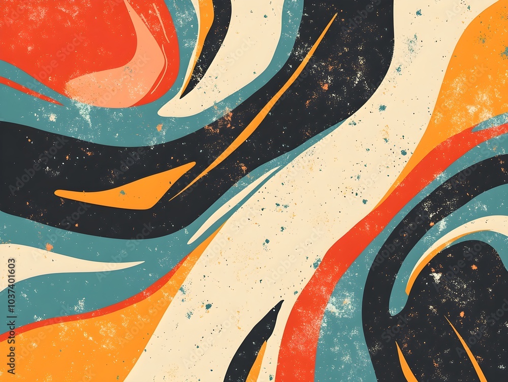 Poster abstract retro swirl pattern background with distressed texture