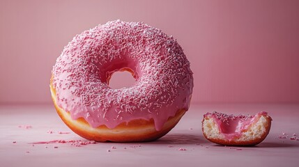 Delicious and Tempting Donut with a Bite Taken Out, Perfect for Bakery Promotions and Dessert Menus on a White Background