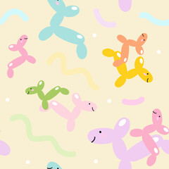 cute balloon horse seamless pattern design background