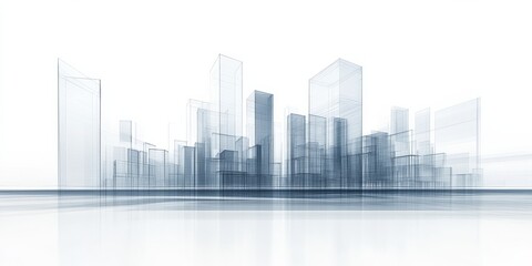 Naklejka premium Modern city buildings with abstract shapes, drawn in 3D