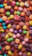 Vertical assortment of candies of different colors and flavors IG background