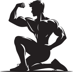 Dumbbell curl exercise Gym exercise Silhouette illustration isolated on a white background