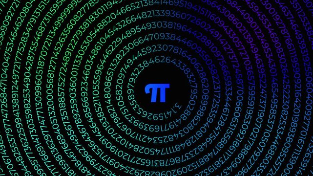 Set of 2 abstract circular rotating infinity Pi, &pi;, number background animations, black and white and colored version included, concepts, ideas, 4k