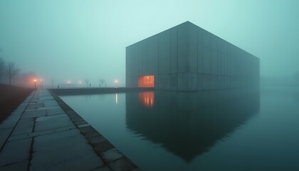 Fog and Flame: A Solitary Monolith by the Water