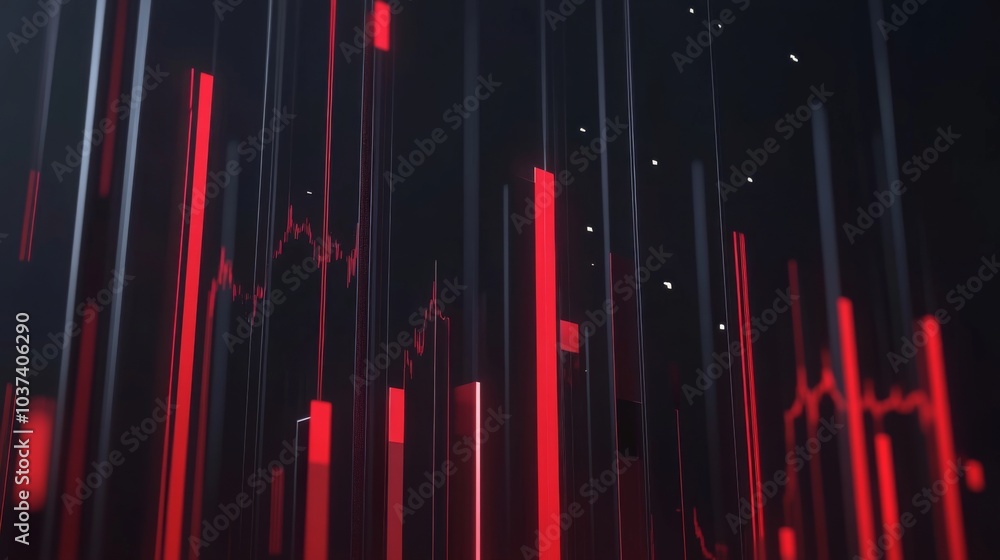 Poster Abstract Red and Black Background with Lines and Patterns