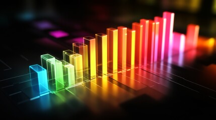 Colorful Bar Graph with Neon Effect on Dark Background