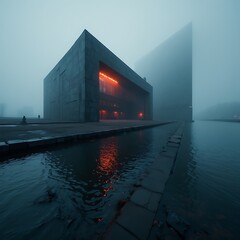 Fog and Flame: A Solitary Monolith by the Water