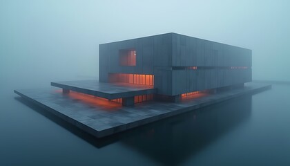 Fog and Flame: A Solitary Monolith by the Water