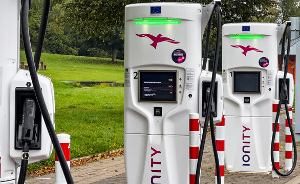 Giengen an der Brenz, Germany- 5. October 2024. Ionity EV electric vehicle charging staion.