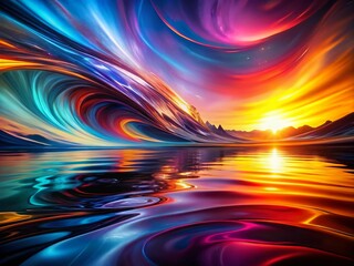Obraz premium Vibrant Liquid Abstract Background in Dark Space with Gradient Colors for Stunning Visuals