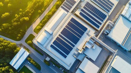 Obraz premium modern factory with solar panels on its roof