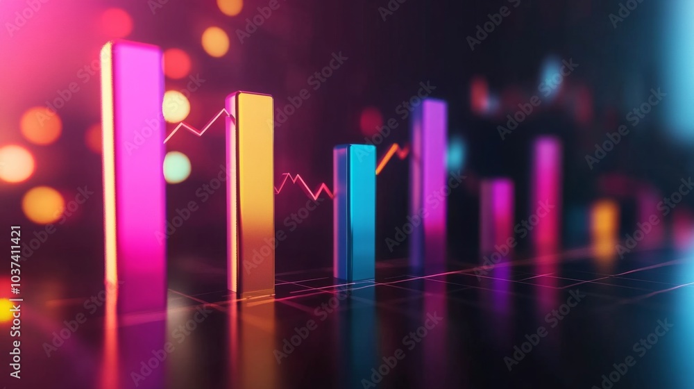 Leinwandbilder colorful data visualization with graph bars and lines