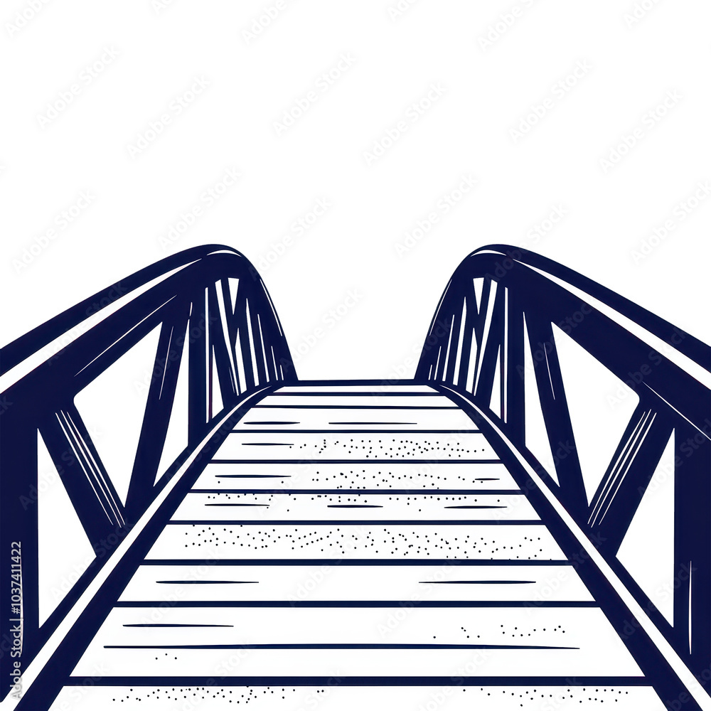 Poster a modern bridge design with dynamic lines, white isolated background.