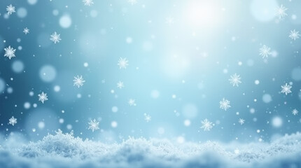 Fototapeta premium Winterhimmel als Hintergrund mit schwebenden Schneeflocken