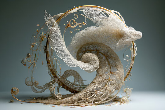 abstract organic forms of art nouveau with the precision and intricacy of nanoscale structures transformed into a work of art