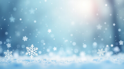 Fototapeta premium Winterhimmel als Hintergrund mit schwebenden Schneeflocken 