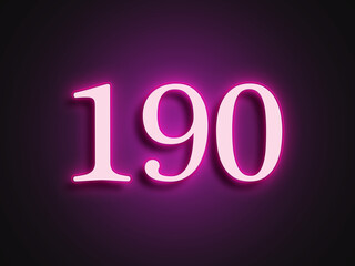 Pink glowing Neon light text effect of number 190.