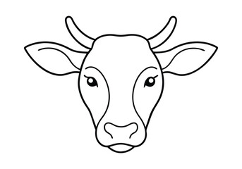 Minimalist One Line Art of a Cow’s Head – Abstract Animal Vector