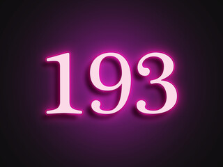 Pink glowing Neon light text effect of number 193.