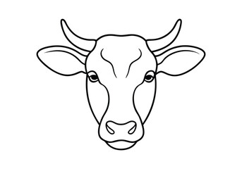 Minimalist One Line Art of a Cow’s Head – Abstract Animal Vector