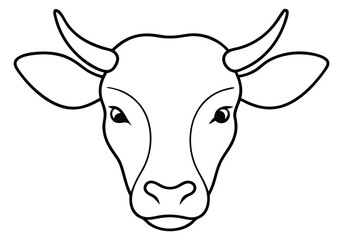Minimalist One Line Art of a Cow’s Head – Abstract Animal Vector