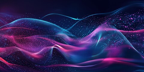 Obraz premium Abstract neon waves: futuristic vibrant light patterns and digital art