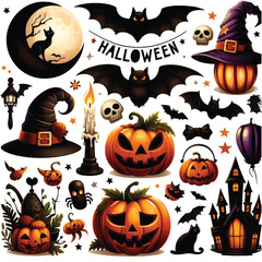 Halloween round composition. Trick Or Treaters. Spooky Montage