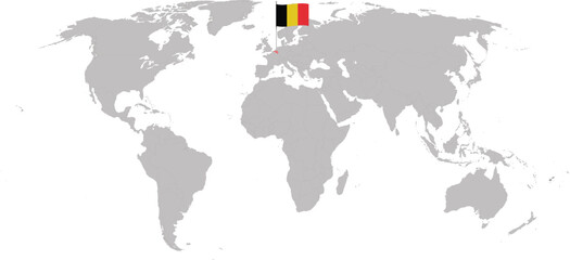 Pin map with Belgium flag on world map