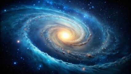 Obraz premium Vintage Style Blue Spiral Galaxy with Retro Aesthetic and Cosmic Wonders for Space Enthusiasts