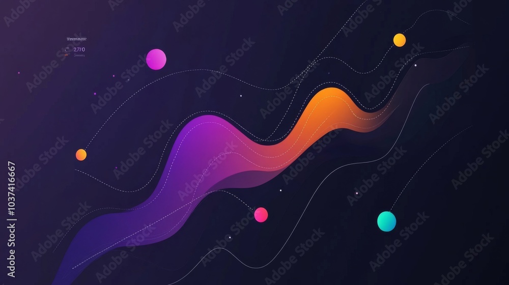 Poster Abstract Colorful Waves with Geometric Elements