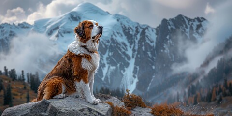 Saint Bernard in a heroic stance 