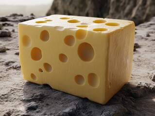 Giant Cheese Cube on Rocks