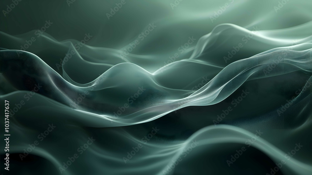 Poster abstract wave lines dark light green color styles sketchfab minimalist imagery use of screen tones w