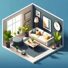 Minimalist 3D Living Room Interior&nbsp;Design