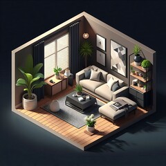 Minimalist 3D Living Room Interior&nbsp;Design