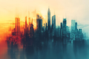 Fototapeta premium Vibrant Urban Landscapes: Captivating City Skylines and Abstract Cityscape Inspirations