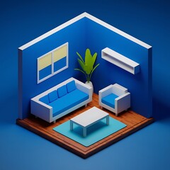 Minimalist 3D Living Room Interior&nbsp;Design