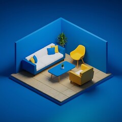 Minimalist 3D Living Room Interior&nbsp;Design